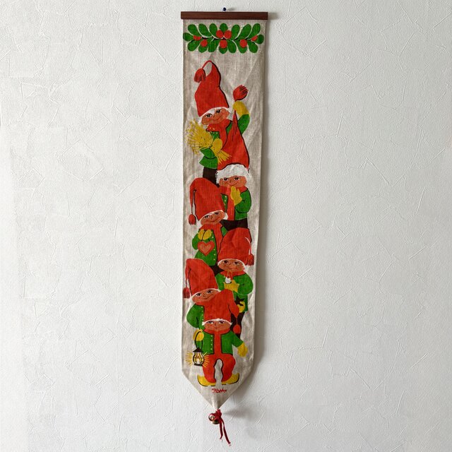 スウェーデン　クリスマス飾り　ハンドメイド　ヴィンテージ Sweden vintage tapestry୨୧⁎༶スウェーデン ヴィンテージ ベルのつい