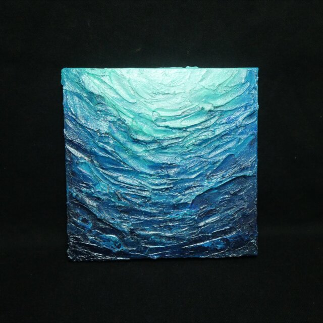 碧の夜明け】海のテクスチャーアート 抽象画アートパネル（額縁なし