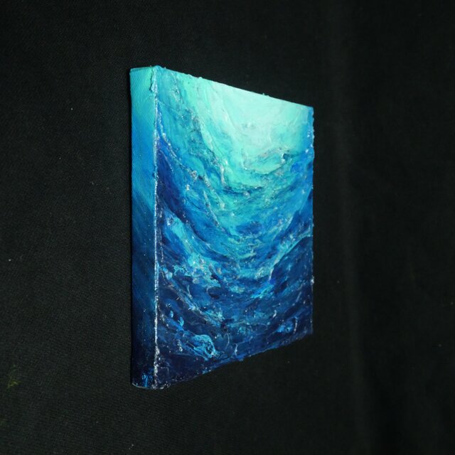 碧の夜明け】海のテクスチャーアート 抽象画アートパネル（額縁なし