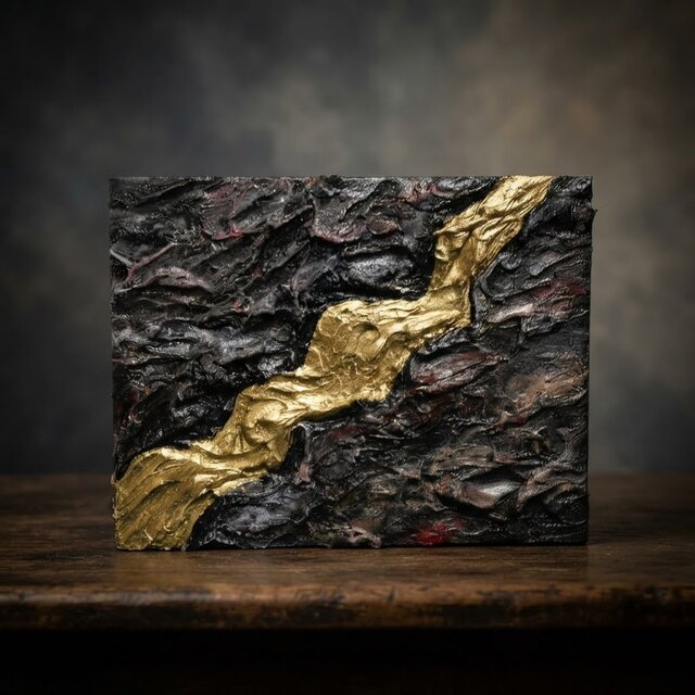 原画『Gold Vein』F0号 抽象画 テクスチャーアート 壁掛け モダン