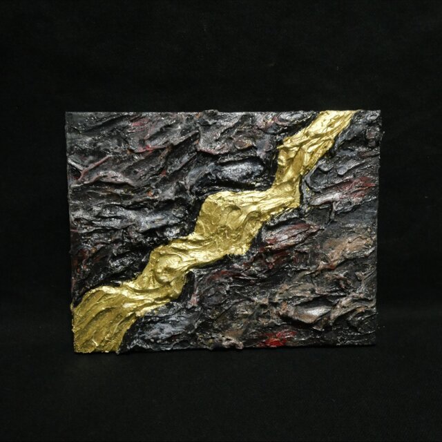テクスチャーアート・アブストラクト＊アクリル画抽象画現代アートゴールド絵画原画 原画『Gold Vein』F0号 抽象画 テクスチャーアート 壁掛け モダン
