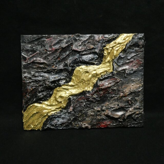 絵画/深代 博/抽象画/静物画/モダンアート/原画/テクスチャーアート/油彩画2 原画『Gold Vein』F0号 抽象画 テクスチャーアート 壁掛け モダン