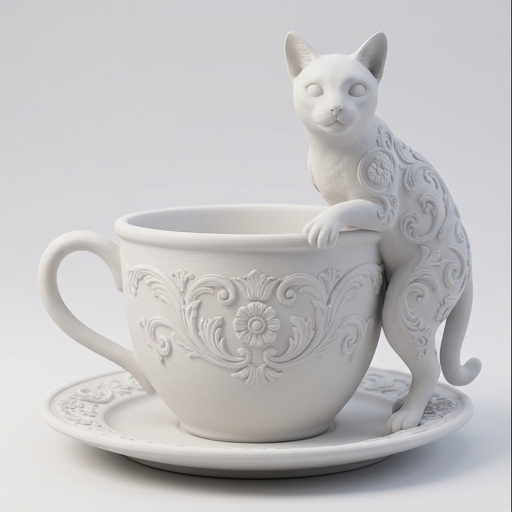 猫（オシキャット）のアクセサリートレイ 小物入れ マットホワイト
