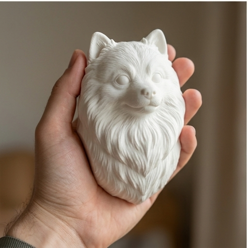 犬（ポメラニアン）の壁掛けレリーフ 3Dプリント 白PLA インテリア