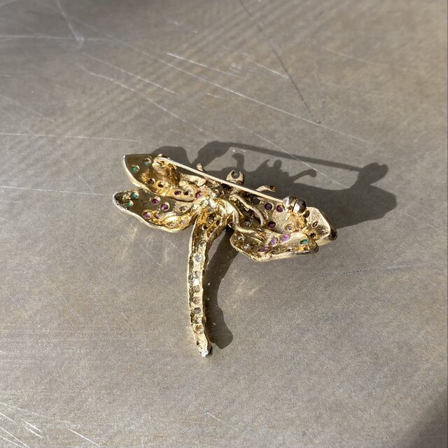 Vintage USA retro natural stone dragonfly brooch | iichi 日々の