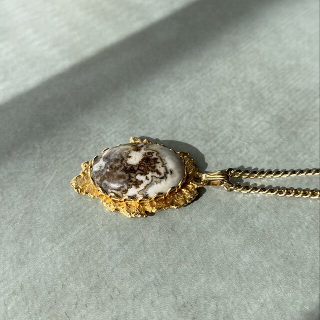 Vintage 80s-90s USA retro natural stone jasper necklace | iichi