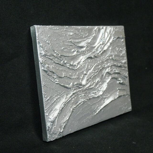 銀の波動 - 現代アート テクスチャーアート F0号 抽象画 油彩（壁掛け