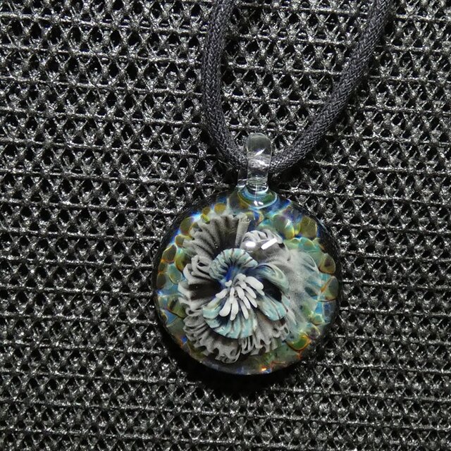 白夜の華 NO.459（ガラス、とんぼ玉、一点物、伝統工芸、白夜、花