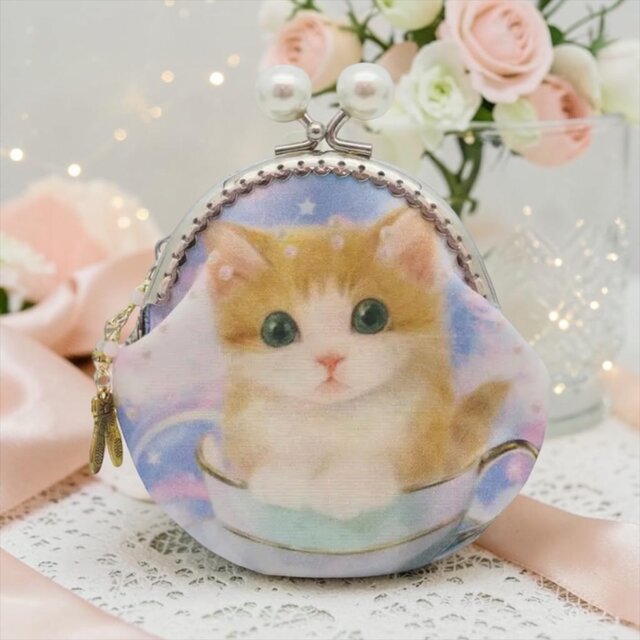 猫♡おすそ分けファイル♡コラージュ♡BOOKタイプ♡がま口ポーチ付き