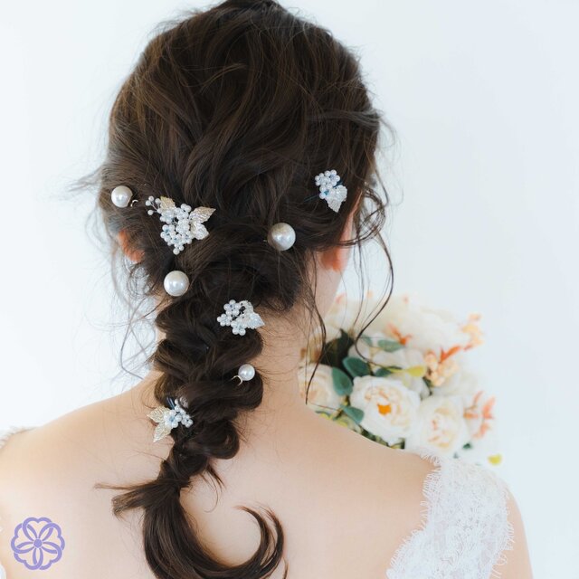 小枝アクセサリー【紫陽花】 ブライダル ウェディング 花嫁 結婚式
