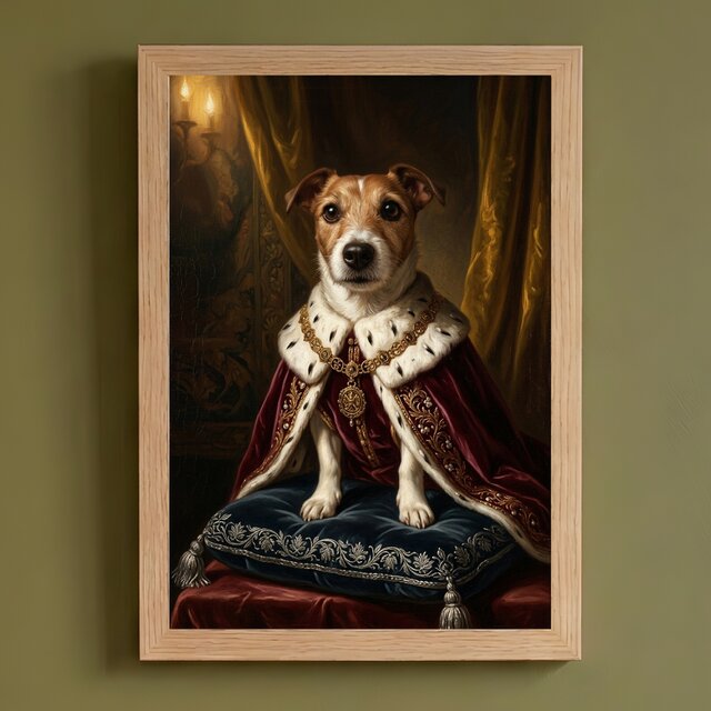 ジャックラッセルテリア　額付き　コレクション　芸術　アンティーク 犬（ジャックラッセルテリア）のルネサンス風肖像画 A4額装インテリア