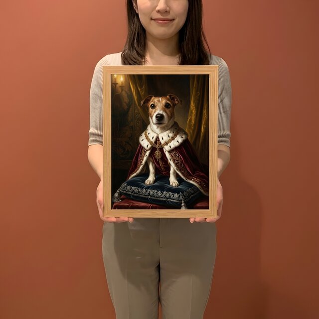 犬（ジャックラッセルテリア）のルネサンス風肖像画 A4額装インテリア