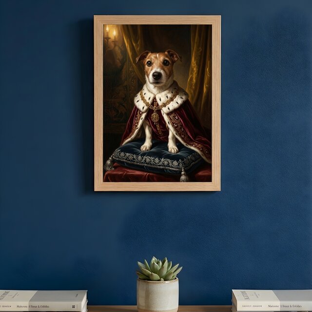 犬（ジャックラッセルテリア）のルネサンス風肖像画 A4額装インテリア