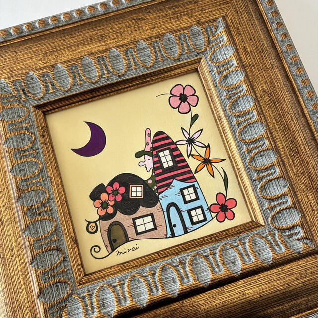 花と家 ミニno.3 原画 | iichi 日々の暮らしを心地よくする