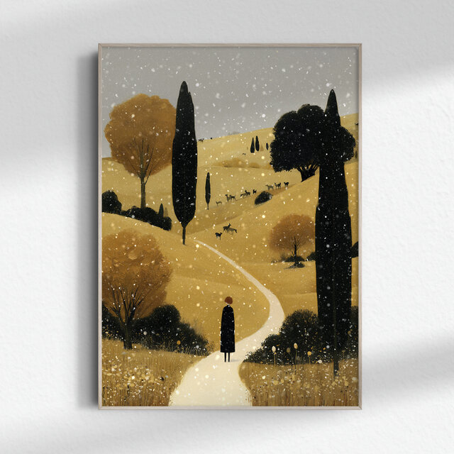 冬の風景【 北欧の初雪の丘 タイプA 】冬景色 北欧 絵画 クリスマス