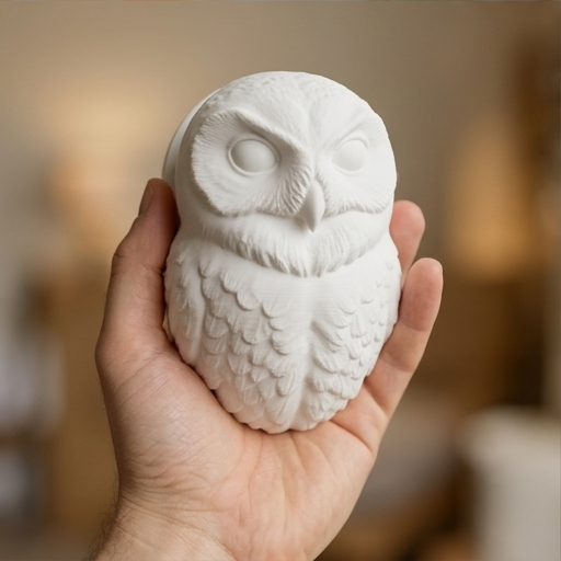 シロフクロウの壁掛けレリーフ 3Dプリント 白PLA インテリア | iichi