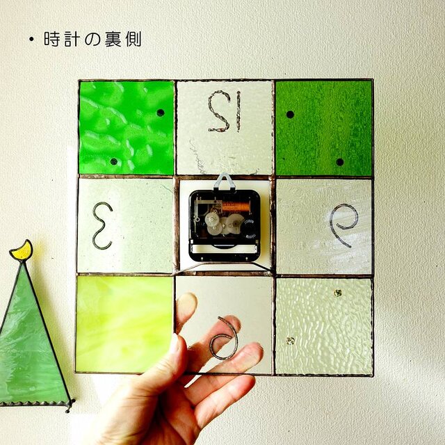 森の時間] ステンドグラスの掛時計/置時計・モザイク/24㎝・受注制作