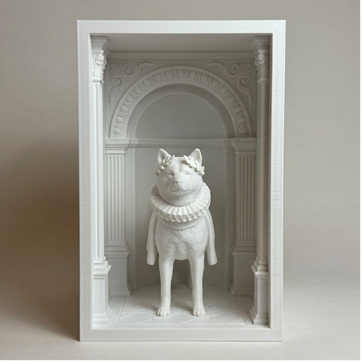 犬（秋田犬）の3Dプリント ブックヌーク 白PLA 本棚インテリア | iichi