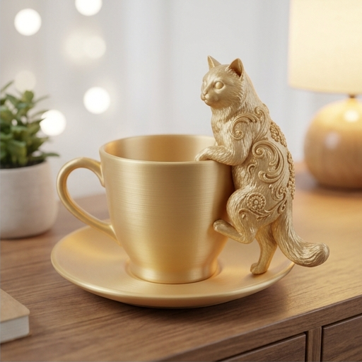猫（バーマン）のアクセサリートレイ 小物入れ シルクゴールド | iichi