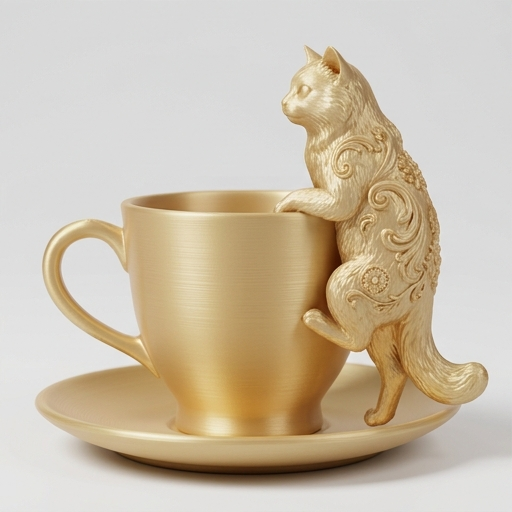 猫（バーマン）のアクセサリートレイ 小物入れ シルクゴールド | iichi