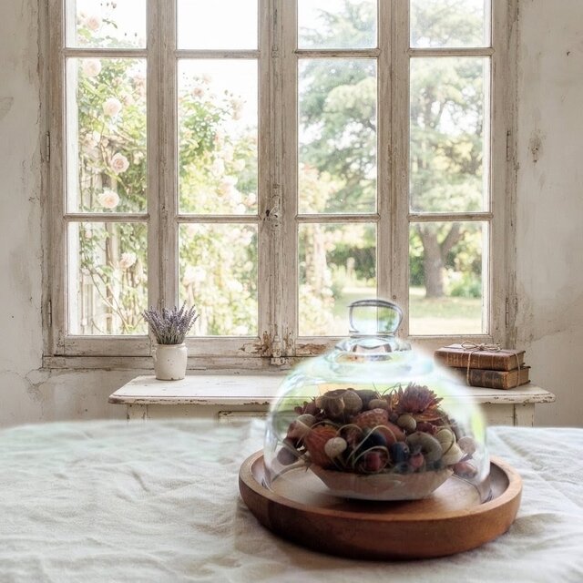 Petite・Foret ～tarte aux noix～ dried-botanical wreath ガラス