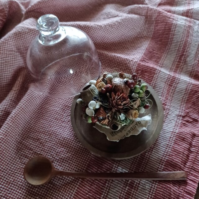 Petite・Foret ～tarte aux noix～ dried-botanical wreath ガラス