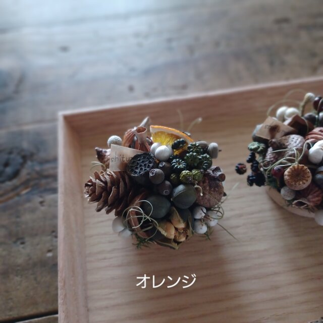Petite・Foret ～tarte aux noix～ dried-botanical wreath ガラス