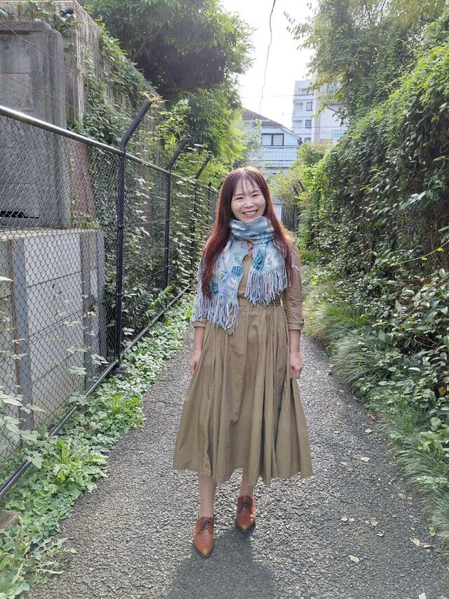 Flowers：羊毛フェルト×インド綿ブロックプリント Pattiworkストール