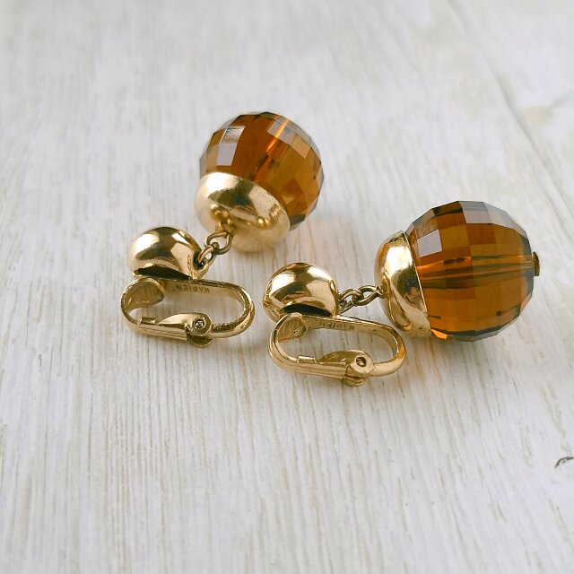 NAPIER》 brown checker cut plastic dangle ネイピア ヴィンテージ