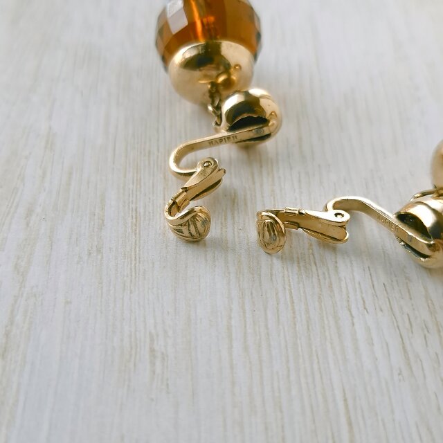 NAPIER》 brown checker cut plastic dangle ネイピア ヴィンテージ