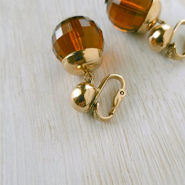 NAPIER》 brown checker cut plastic dangle ネイピア ヴィンテージ