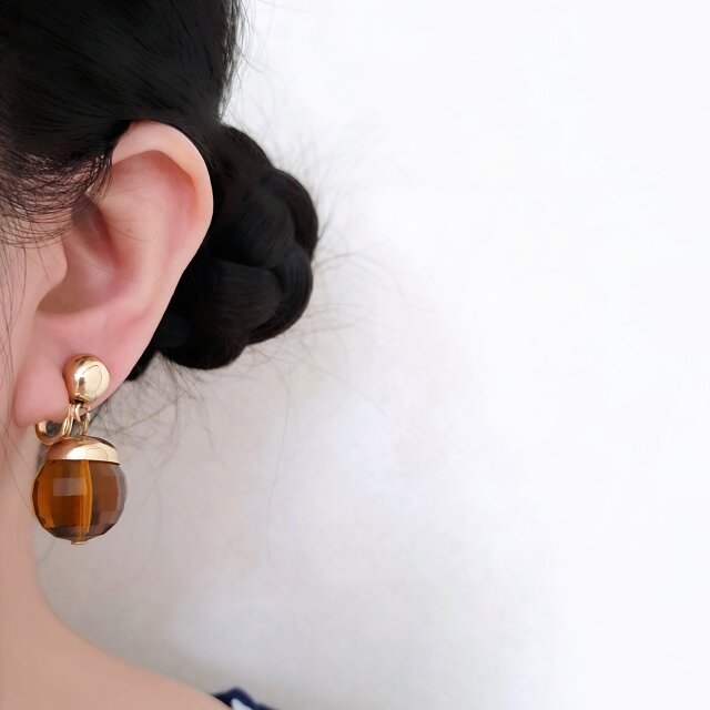 NAPIER》 brown checker cut plastic dangle ネイピア ヴィンテージ