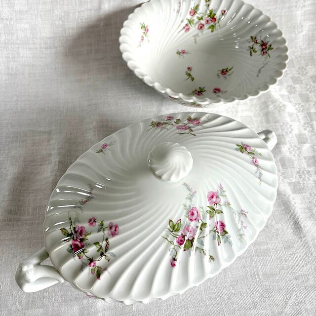 Haviland アビランド　リモージュ　ティスル　 スープチューリン スーピエール リモージュ アビランド ピンクの薔薇のスープチュリーン