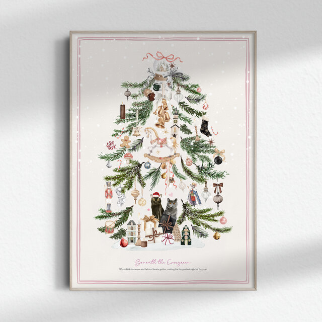 クリスマス【メモリーツリー 愛しいものたち 】水彩画 クリスマス