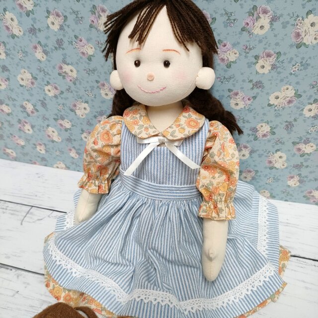 ハンドメイド 布製ドール エプロン付き 120cm ドールサイズのエプロンの作り方 : リカちゃん服ハンドメイド りんご