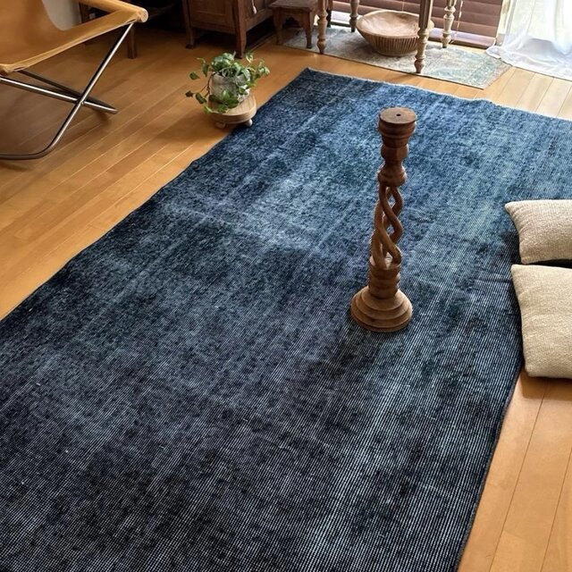 114×214 ブルーデニムカラー オーバーダイ トルコヴィンテージラグ