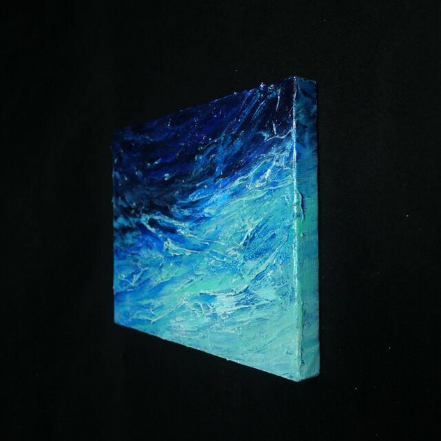 抽象画『刹那の深淵』テクスチャーアート 海の立体絵画 F0 キャンバス