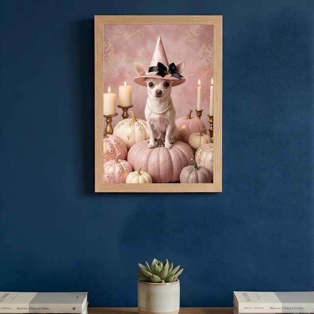 トールペイント作品　チワワのハロウィン 犬（チワワ）のハロウィン限定アート A4額装インテリア壁掛け | iichi