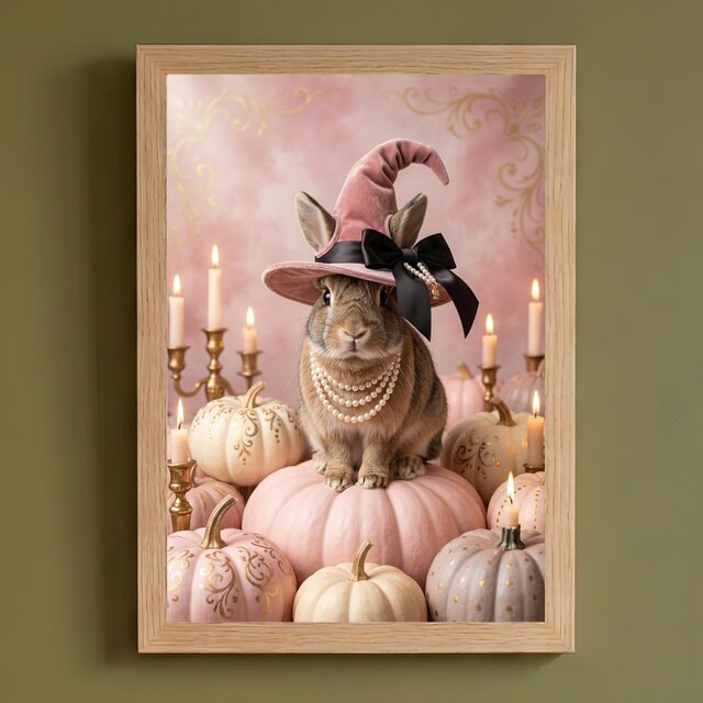 うさぎのハロウィン限定アート A4額装インテリア壁掛け | iichi 日々の