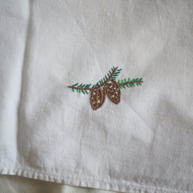 クリスマス刺繍 大判テーブルクロス ドイツヴィンテージ キャンドル