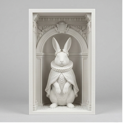 ニュージーランドホワイトのブックヌーク 3Dプリント 白PLA 本棚