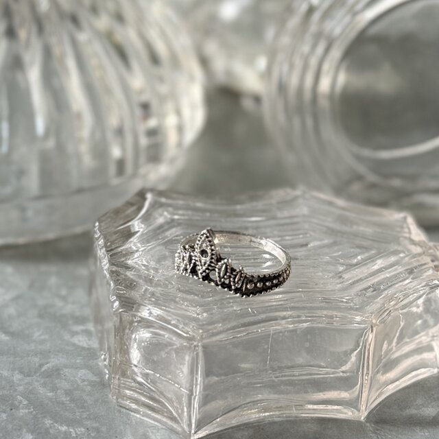 R454-ヴィンテージリング U.S.A. 1980-90's Silver Crown Tiara Design