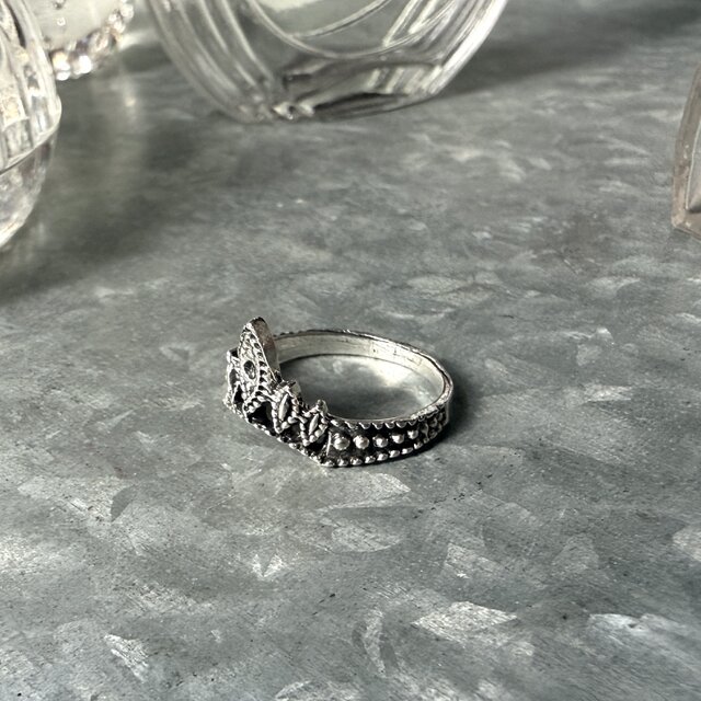 R454-ヴィンテージリング U.S.A. 1980-90's Silver Crown Tiara Design