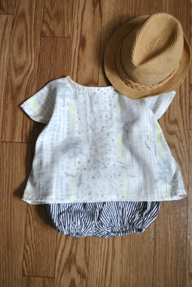 ふんわりプルオーバー７０〜８０（イエロー×バード）