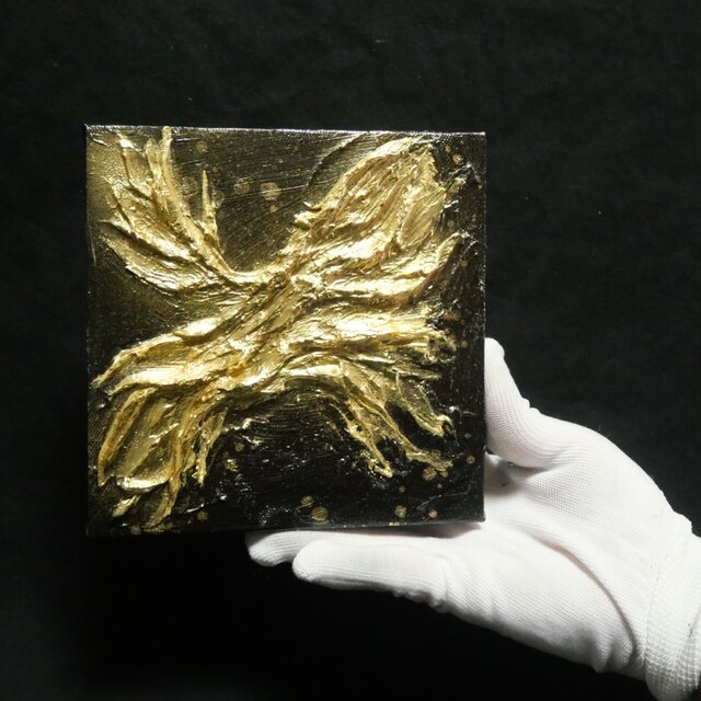 Gilded Awakening】重厚な黒に煌めく24K風ゴールド アートパネル 額縁