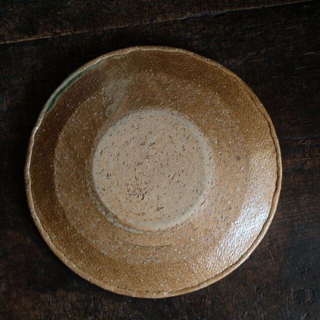 緑で渋く素敵◇伊賀焼 大皿 中皿 銘入り 古民家 古道具 和食器 vintage