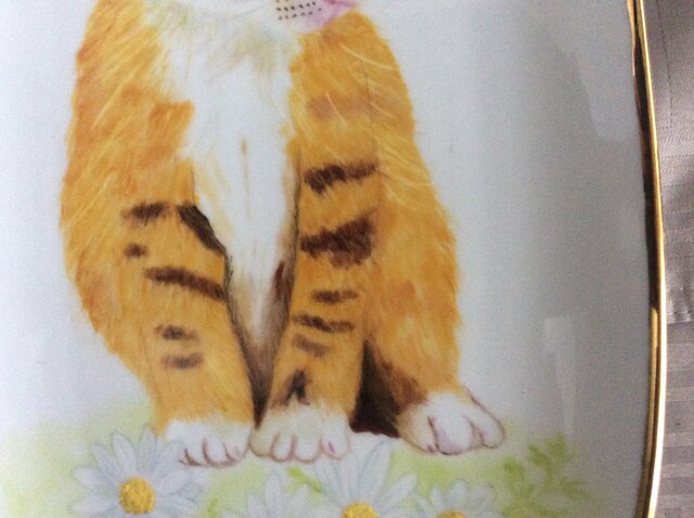 花を見つめる猫の絵皿 | iichi 日々の暮らしを心地よくする