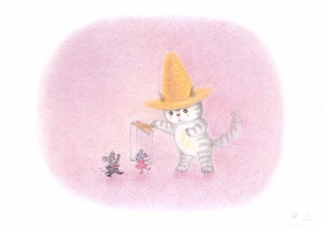 麦藁帽子をかぶった猫 マリオネットの画像1枚目
