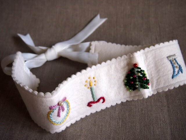 クリスマス刺繍のフェルトのインテリア飾りの画像1枚目