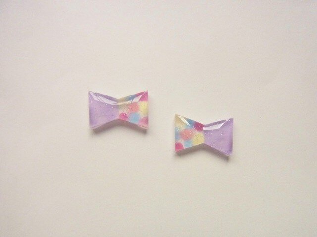 リボンピアス・イヤリング*mouve*の画像1枚目